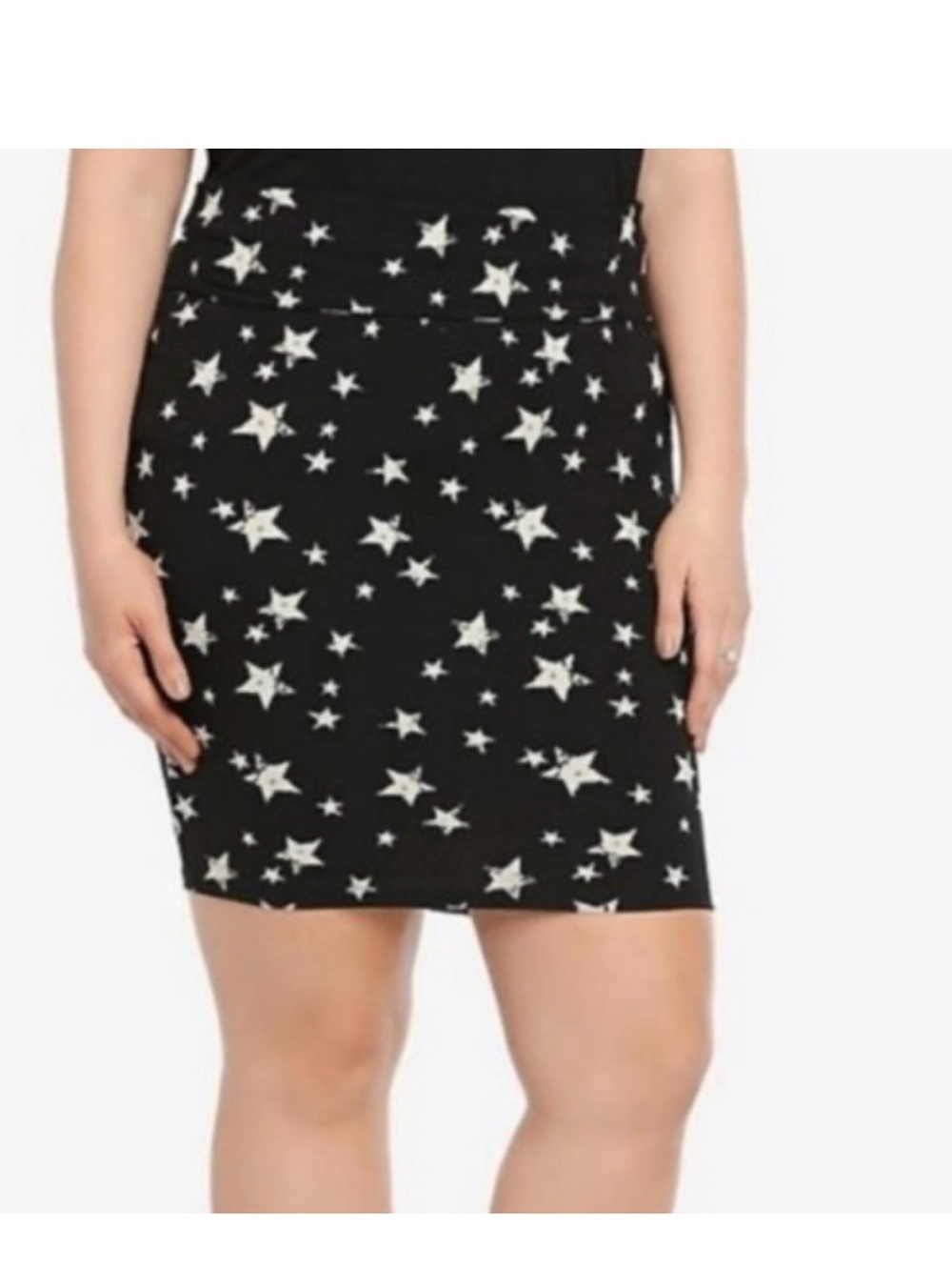 torrid Black Pencil Skirt Star Print Stretchy Pull On Size 3